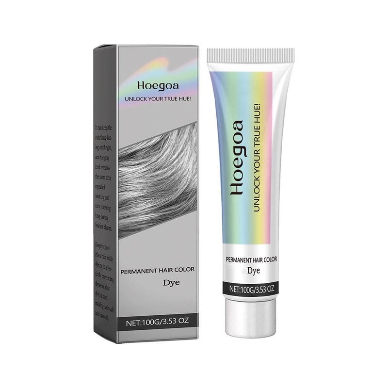 Hoegoa Grey Hair Coloring Cream: Long-lasting color lock, gentle on hair, nourishing plant extract hair care, trendy hair coloring product.